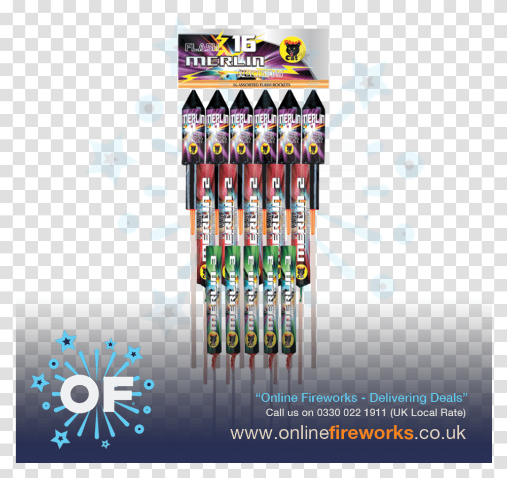 Merlin Rocket Pack Standard Fireworks Rockets Uk, Poster, Advertisement Transparent Png