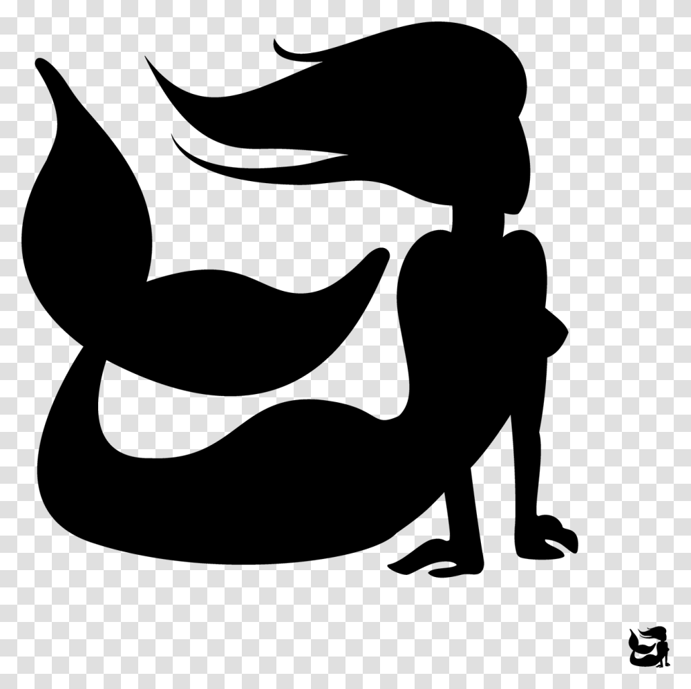 Mermaid Black And White, Nature, Outdoors, Night, Astronomy Transparent Png