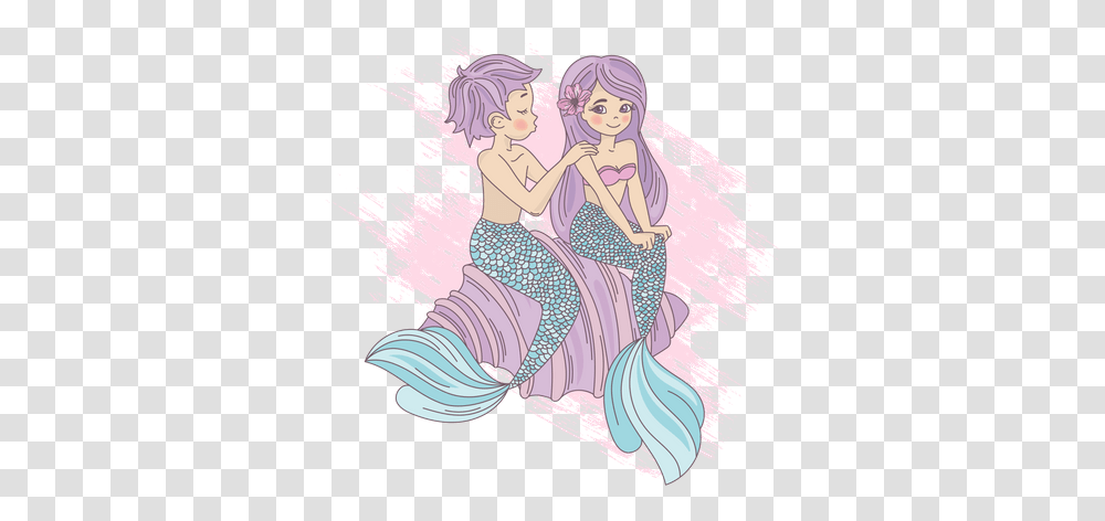 Mermaid Couple Illustration Sereias Desenho Animado, Person, Dance Pose, Leisure Activities, Art Transparent Png