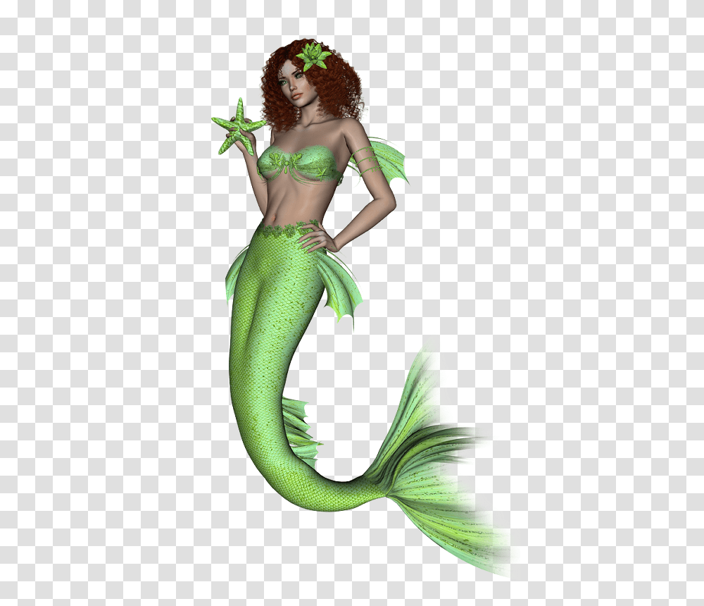 Mermaid, Fantasy, Green, Person, Face Transparent Png