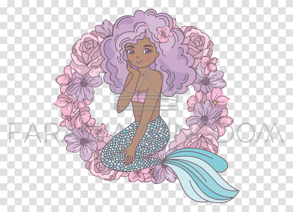 Mermaid Flowers Drawing, Pattern, Doodle Transparent Png