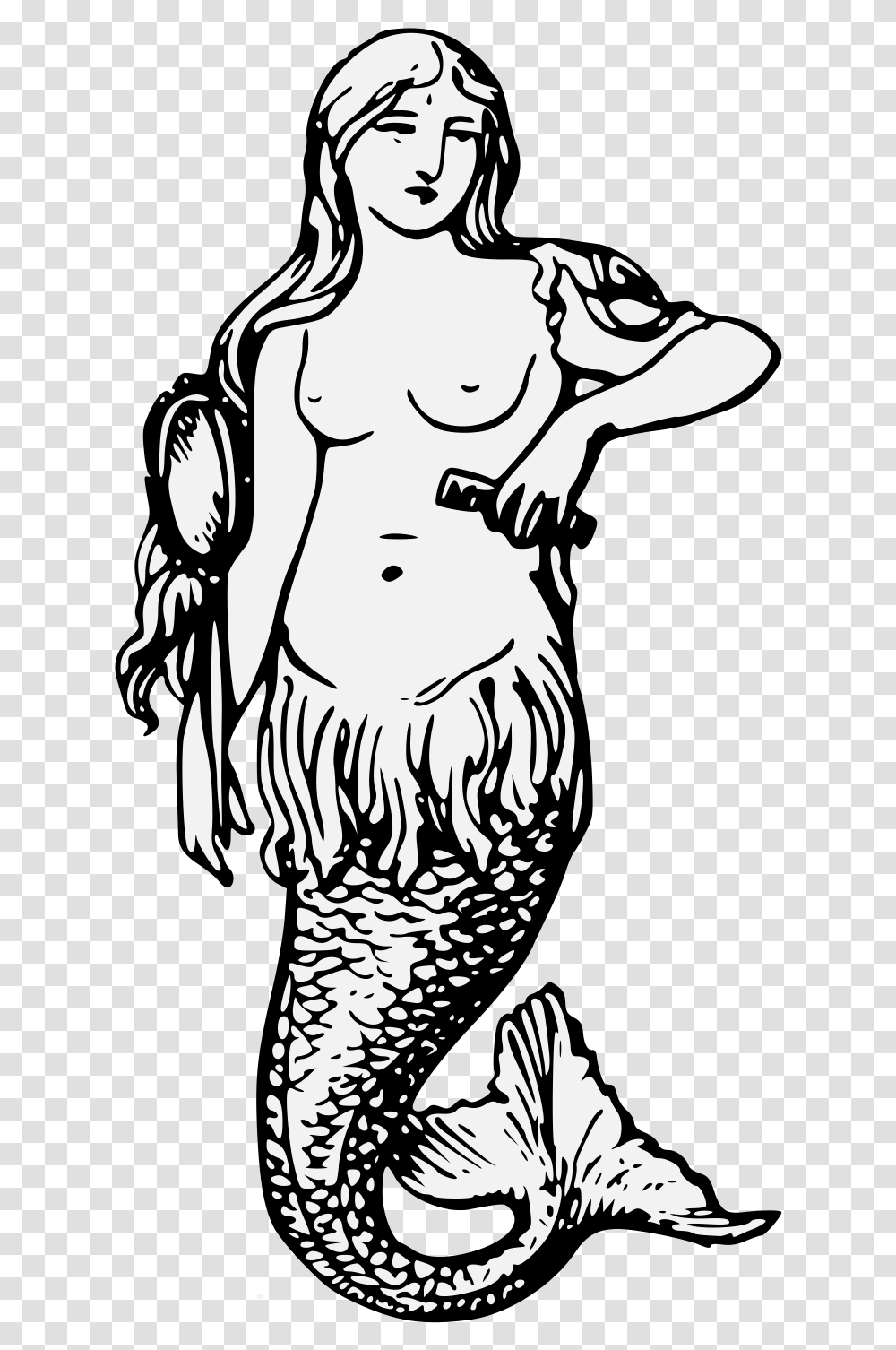 Mermaid Heraldry, Person, Human, Stencil, Face Transparent Png