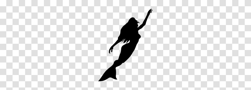 Mermaid Reaching Up Sticker, Silhouette, Stencil, Person, Human Transparent Png