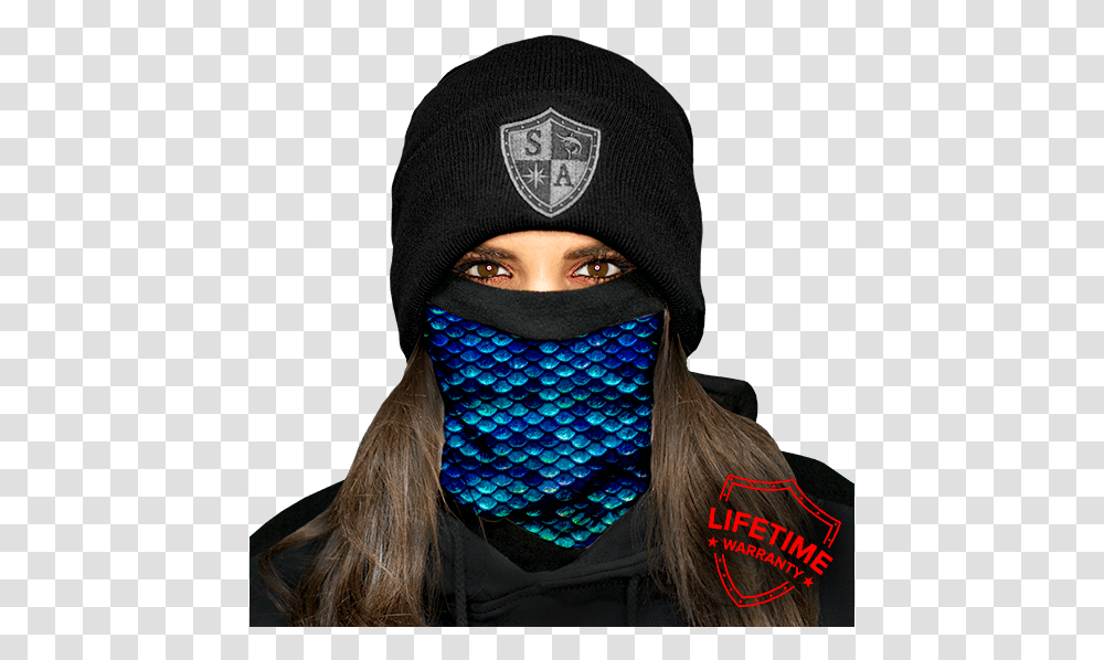 Mermaid Scales Fleece Lined Face Shield Tidal Wave Masks, Clothing, Apparel, Ninja, Person Transparent Png