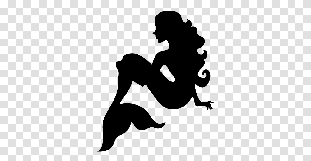 Mermaid Silhouette Group With Items, Stencil, Person, Human, Kneeling Transparent Png