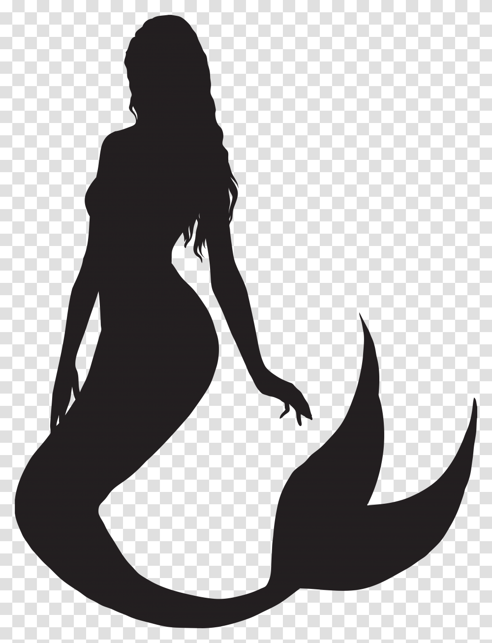Mermaid Sitting Silhouette, Person, Human, Stencil, Photography Transparent Png