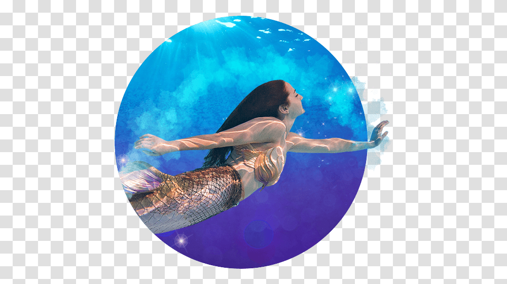 Mermaid Swimming Underwater, Person, Outdoors, Fisheye, Leisure Activities Transparent Png