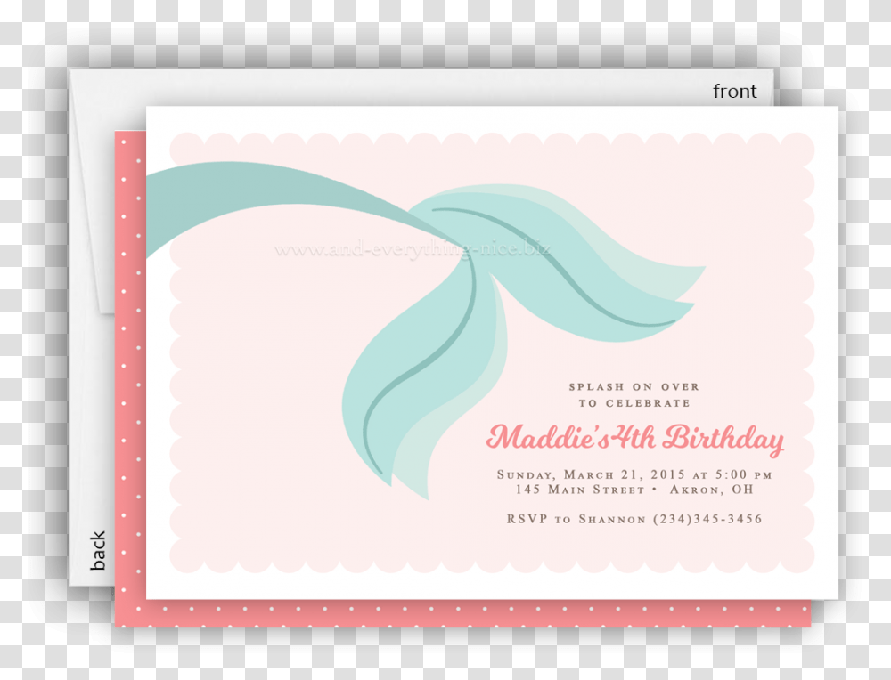 Mermaid Tail Party Invitation Baby Shower Birthday, Paper, Envelope, Mail Transparent Png