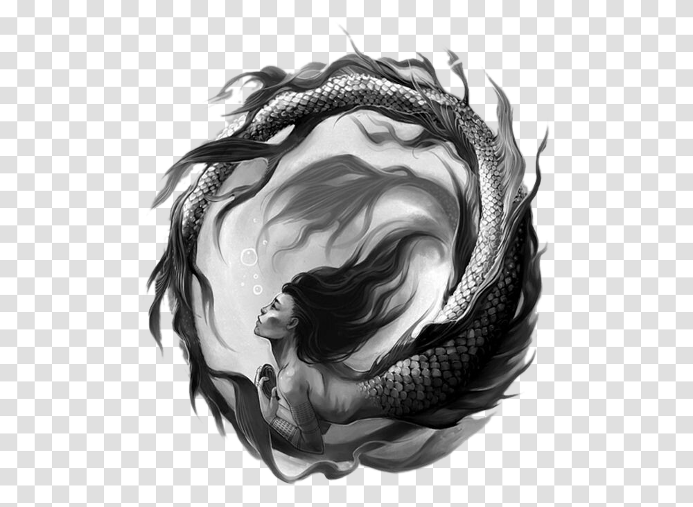 Mermaid Tattoo Drawing Siren Sketch Dark Mermaid Tattoos, Dragon, Person, Human Transparent Png