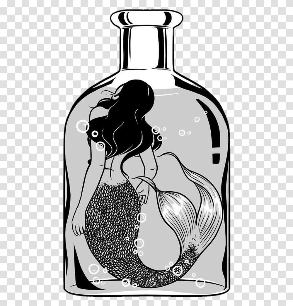 Mermaid Water Blackandwhite Bottle Tumblr Henn Kim Mermaid, Apparel, Pillow Transparent Png
