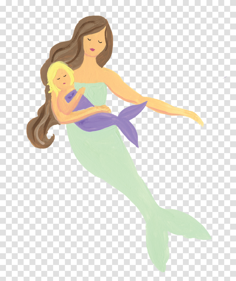 Mermaid With Baby Print Amp Cut File Cartoon, Dance, Bird, Animal, Leisure Activities Transparent Png
