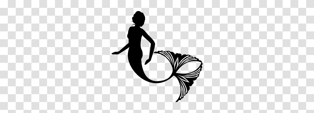 Mermaid With Double Tail Sticker, Silhouette, Person, Stencil Transparent Png