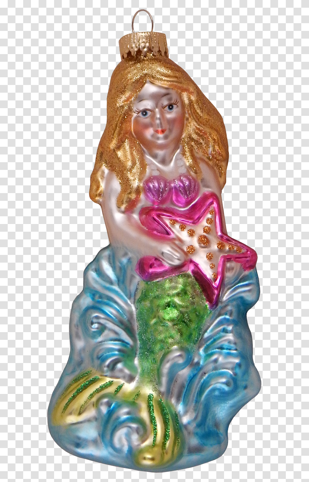 Mermaid With Starfish 14cm Figurine, Doll, Toy, Barbie, Person Transparent Png