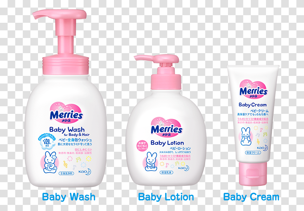 Merries Baby Lotion, Bottle, Sunscreen, Cosmetics, Shaker Transparent Png