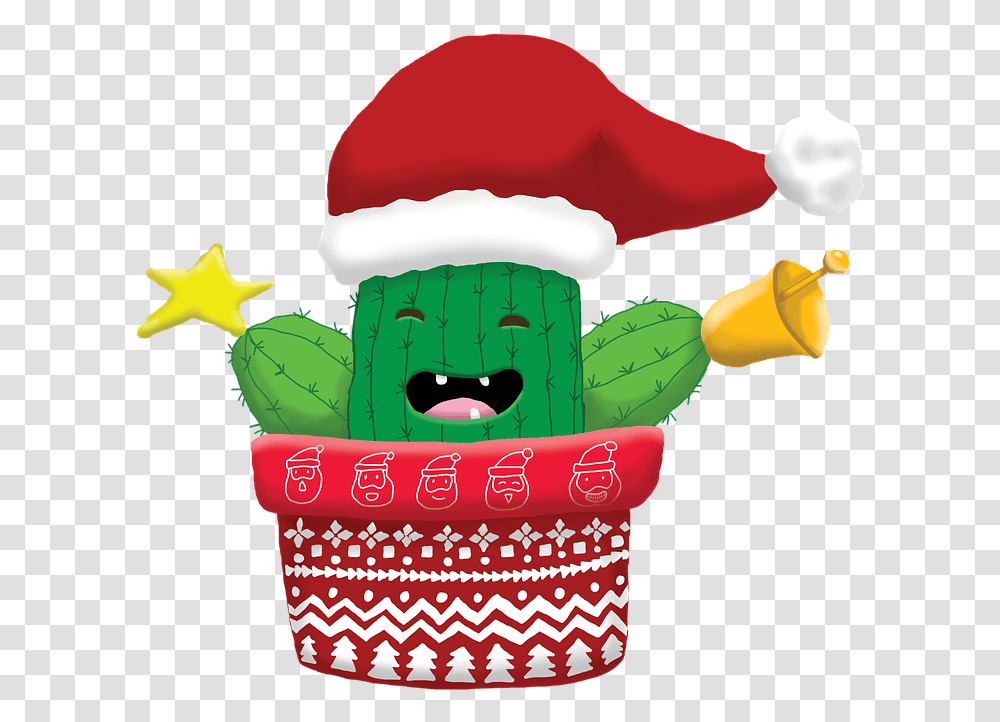 Merry Christmas Cactus Pots Feliz Navidad, Plant, Food, Elf Transparent Png