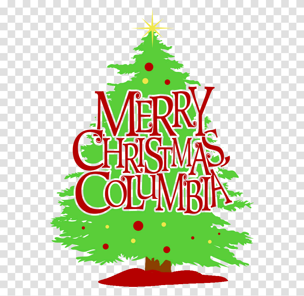 Merry Christmas Columbia Christmas Tree, Plant, Ornament, Poster, Advertisement Transparent Png