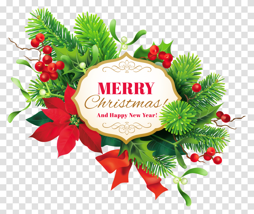 Merry Christmas Decor Clipart Image Merry Christmas And Happy New Year Transparent Png