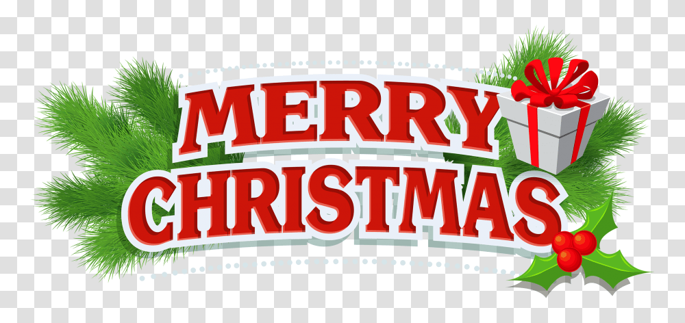 Merry Christmas Decor With Gift Tree, Word, Text, Meal, Food Transparent Png