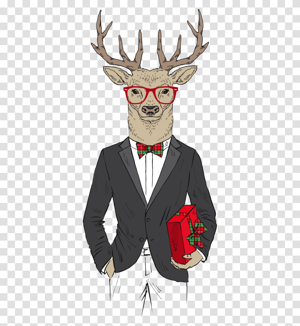 Merry Christmas Deer, Tie, Accessories, Accessory, Person Transparent Png