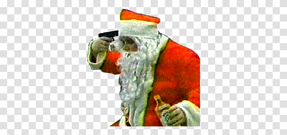 Merry Christmas Drunk Santa Suicide Holidays Gun Drunk Santa With Gun, Beak, Bird, Animal, Parrot Transparent Png