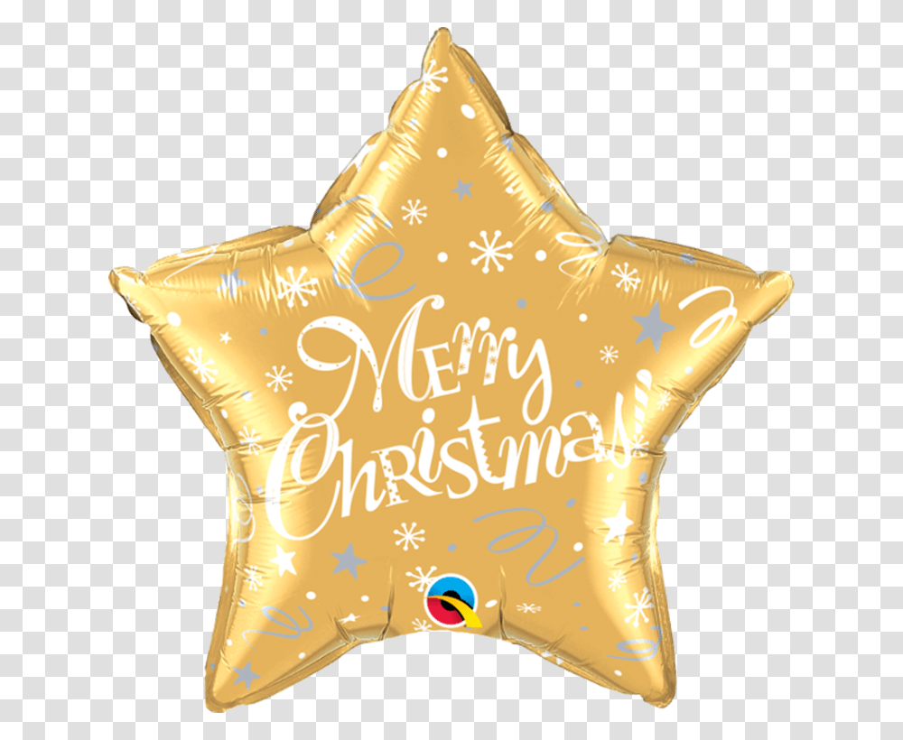 Merry Christmas Festive Gold Cushion, Star Symbol, Pillow, Logo Transparent Png