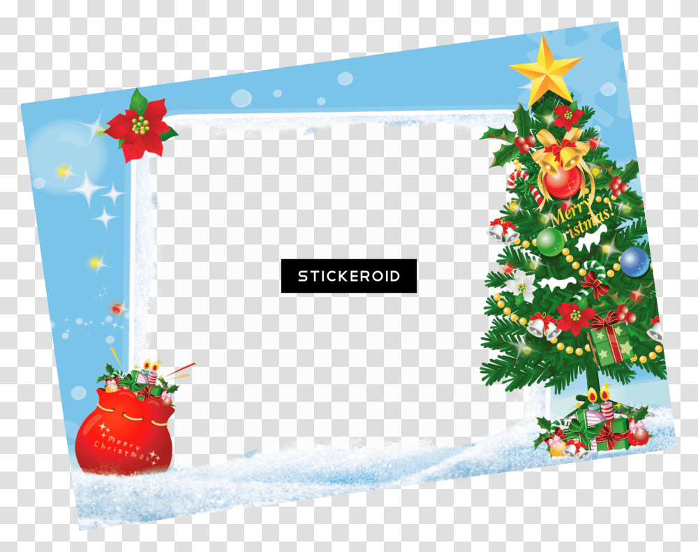 Merry Christmas Frame Tree Gifts Christmas Border, Plant, Christmas Tree, Ornament, Envelope Transparent Png
