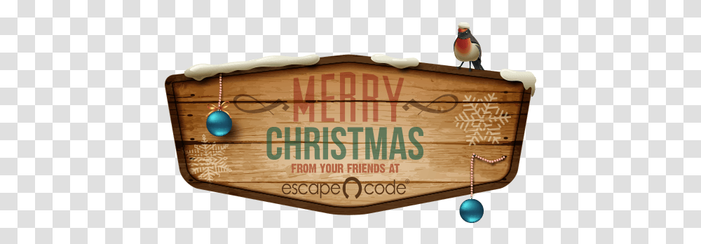 Merry Christmas From Escape Code Branson Merry Christmas Escape Room, Label, Text, Word, Bird Transparent Png
