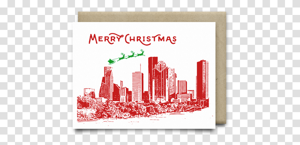 Merry Christmas From Houston Card Skyline, City, Urban, Building, High Rise Transparent Png
