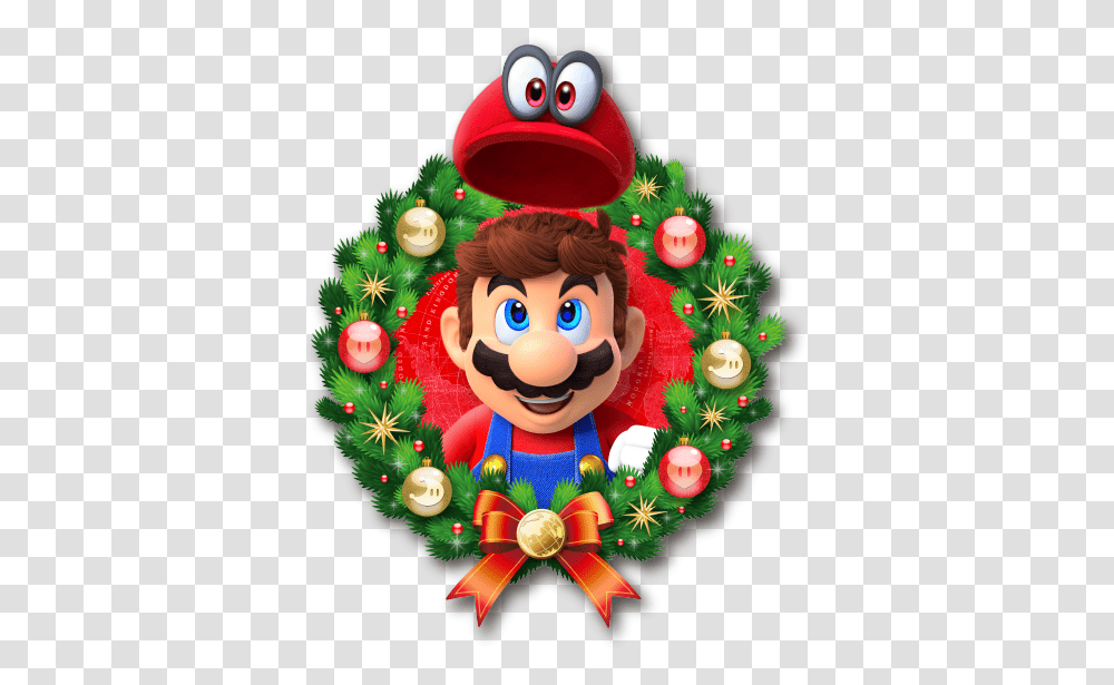 Merry Christmas From Nintendo Super Mario Odyssey Super Mario Christmas, Elf, Wreath, Graphics, Art Transparent Png