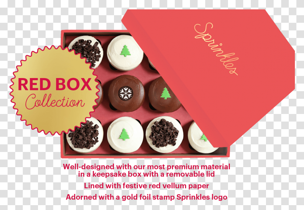 Merry Christmas Red Box Includes 4 Red Velvet 4 Dark Cupcake, Dessert, Food, Egg, Cream Transparent Png