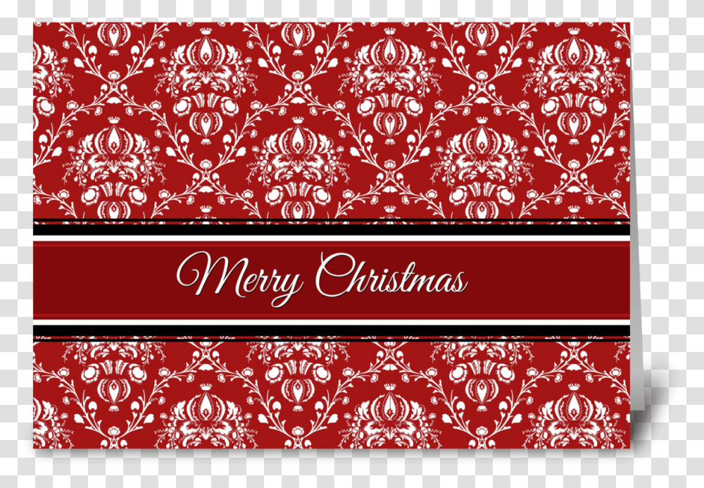 Merry Christmas Red Damask Greeting Card Greeting Card, Floral Design, Pattern Transparent Png