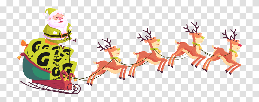 Merry Christmas Santa And Reindeer Cute Cartoon, Wildlife, Mammal, Animal, Person Transparent Png