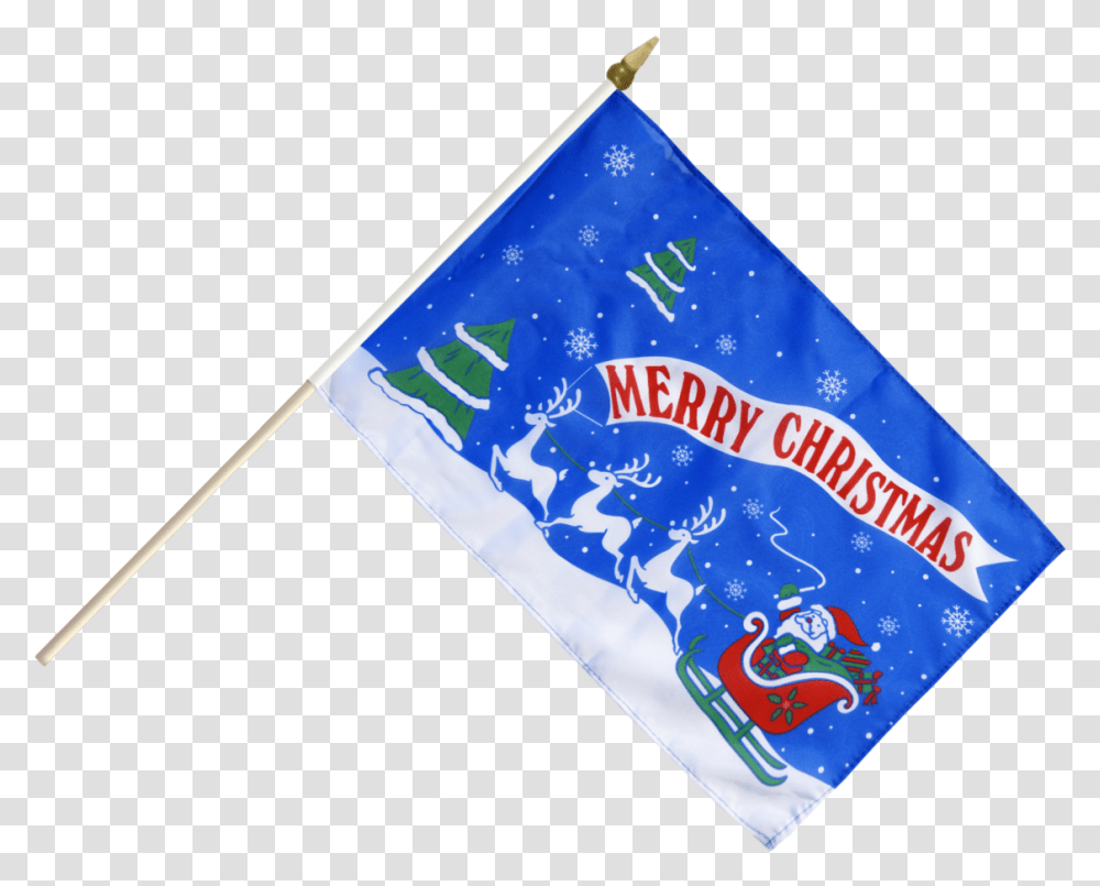 Merry Christmas Santa Claus With Sledge Hand Waving Flag, Banner Transparent Png