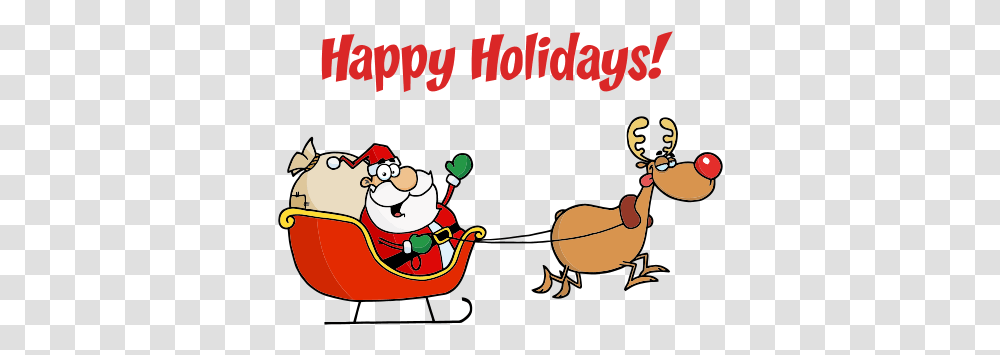 Merry Christmas Seasons Greetings Happy Holidays... Cartoon Drawing Of Santas Sleigh, Bird, Animal, Poster, Advertisement Transparent Png