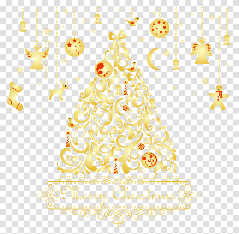 Merry Christmas Tree Gold, Plant, Ornament Transparent Png