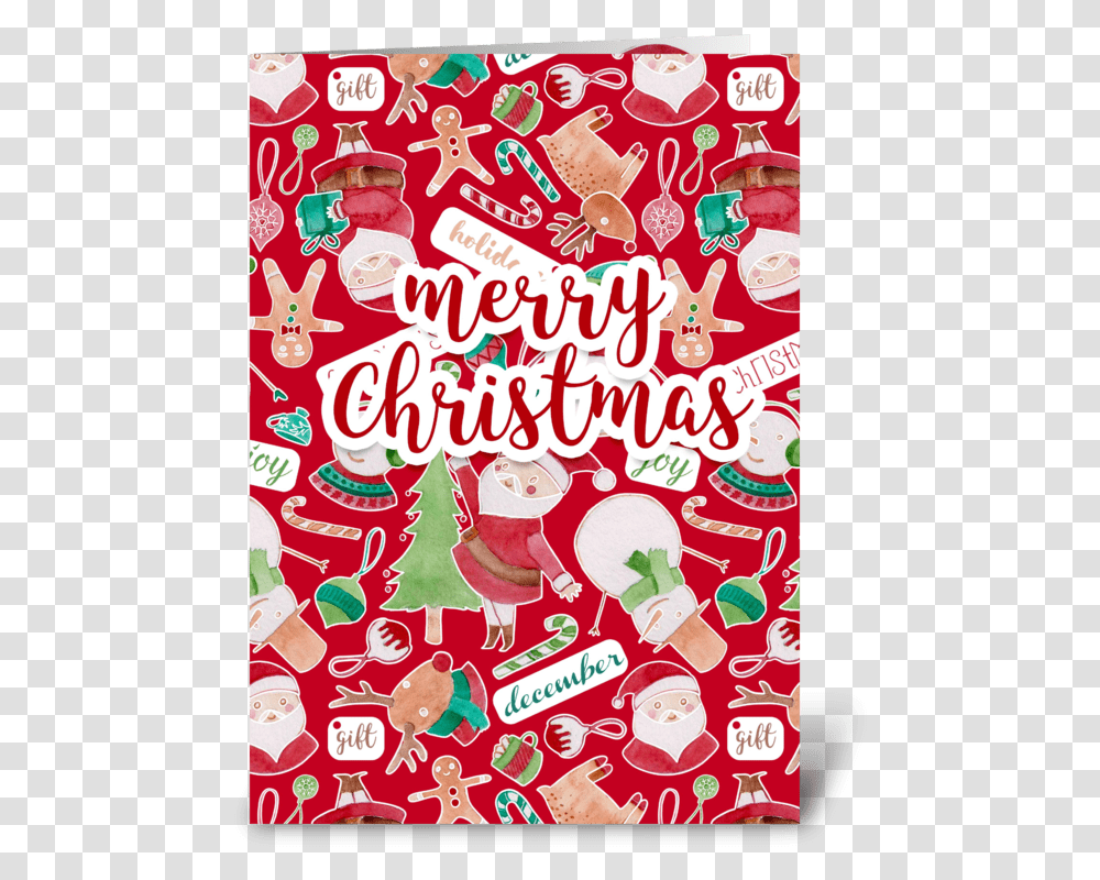 Merry Christmas Watercolor Pattern Card Greeting Card Christmas Card, Label, Poster, Advertisement Transparent Png
