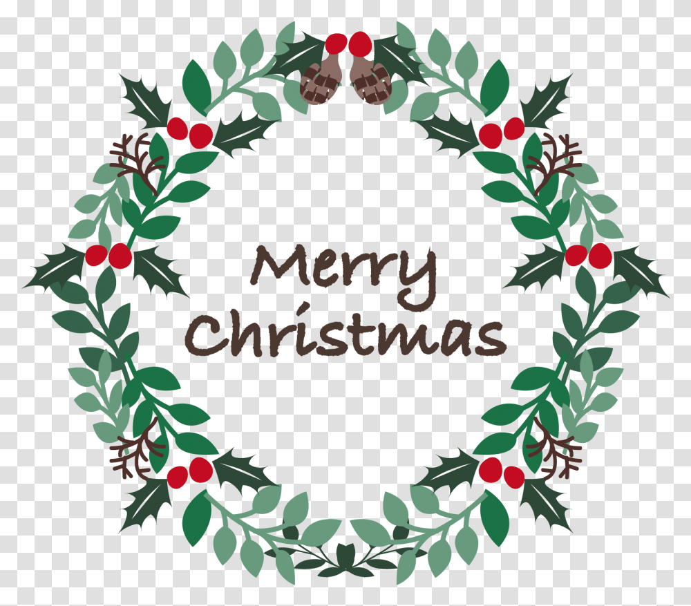 Merry Christmas Wreath, Floral Design, Pattern Transparent Png