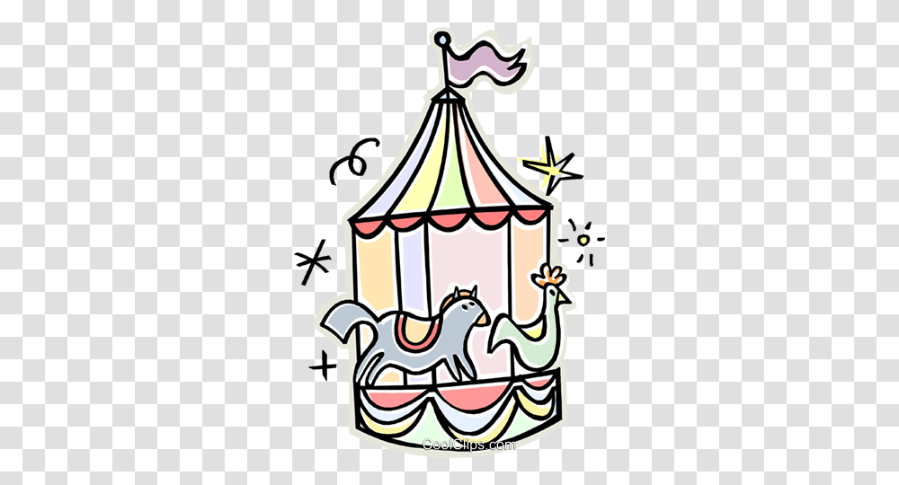 Merry Go Round Royalty Free Vector Clip Art Illustration, Carousel, Amusement Park, Leisure Activities, Circus Transparent Png