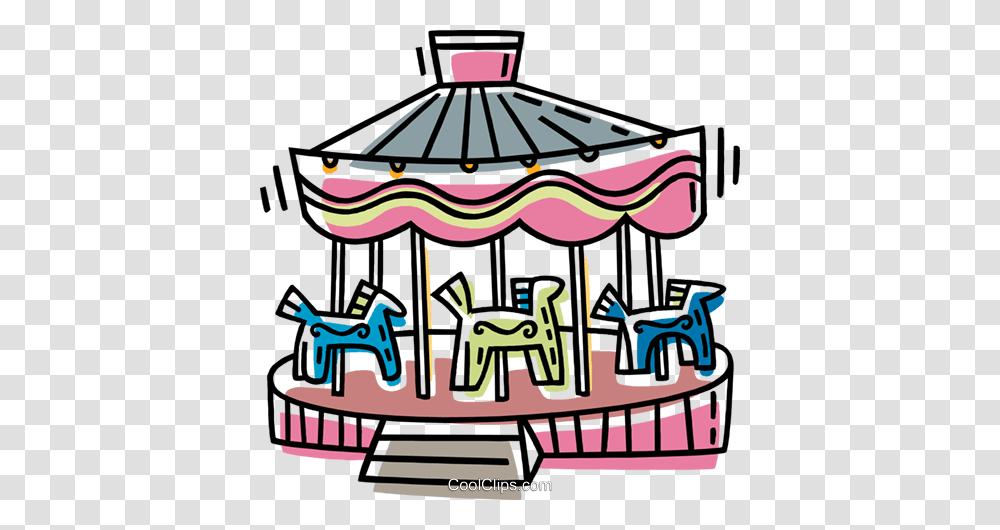 Merry Go Round Royalty Free Vector Clip Art Illustration, Carousel, Amusement Park, Theme Park Transparent Png