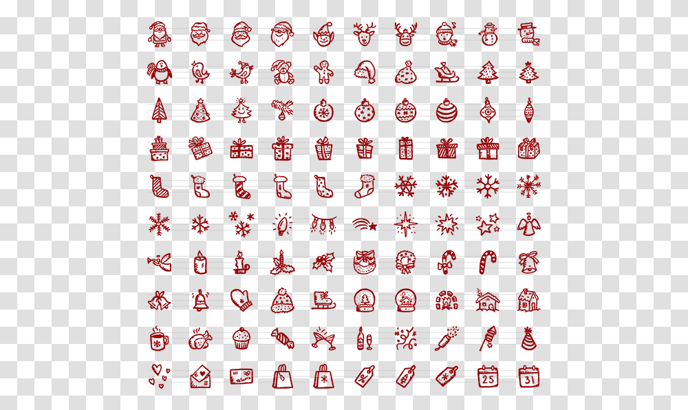 Merry Icons 100 Hand Drawn Christmas Vector Icons On Behance Special Character Smiley Symbols, Text, Rug, Number, Silhouette Transparent Png
