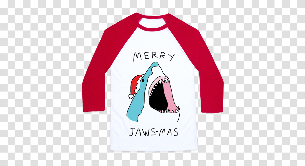 Merry Jaws Mas Christmas Baseball Tee Lookhuman, Apparel, Sleeve, Long Sleeve Transparent Png
