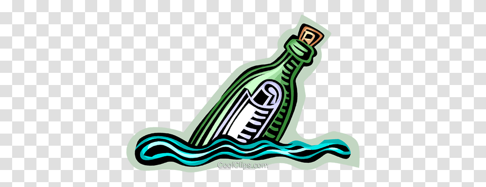 Message In A Bottle Royalty Free Vector Clip Art Illustration, Beverage, Drink, Alcohol Transparent Png