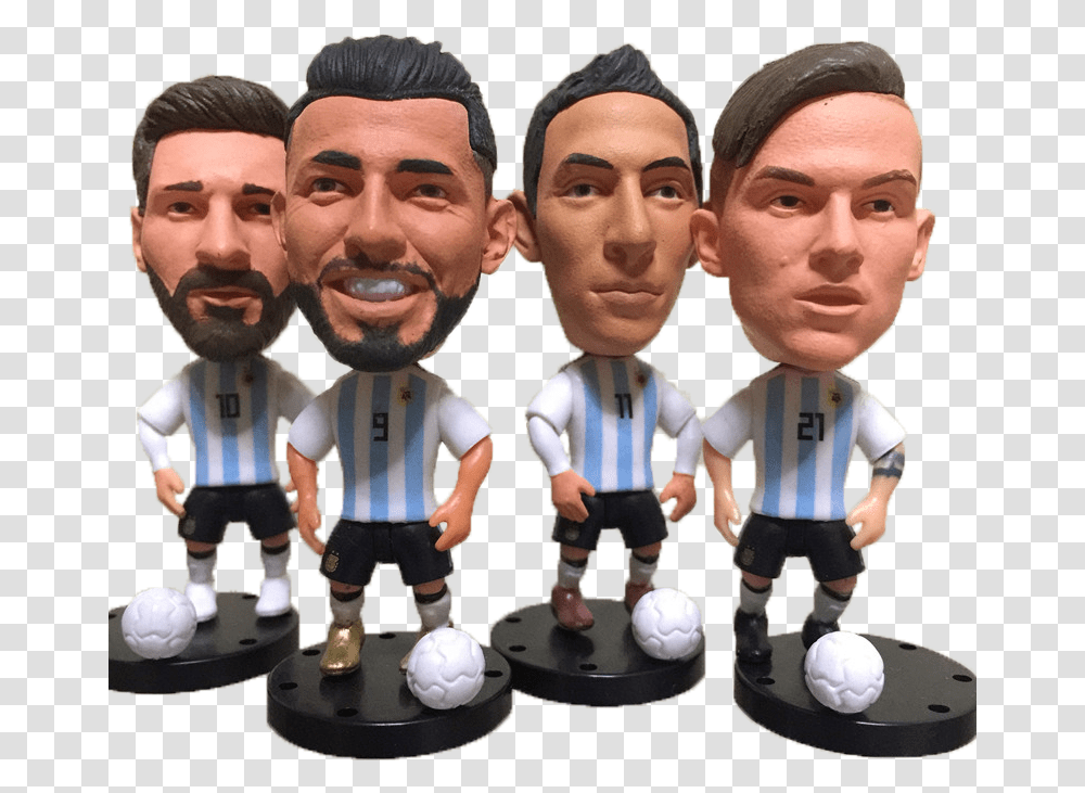 Messi Dybala Kun Di Maria Figurine Action Figurine Messi Agero Di Mara Dybala, Person, Soccer Ball, Team Sport, People Transparent Png
