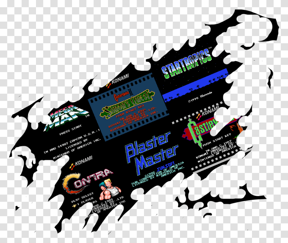 Messy Title Screen Contra Nes, Flyer, Poster, Paper, Advertisement Transparent Png