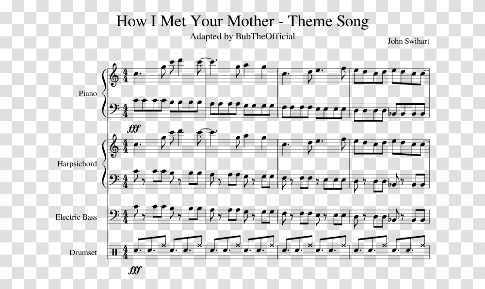 Met Your Mother Theme Song Sheet Music, Gray, World Of Warcraft Transparent Png