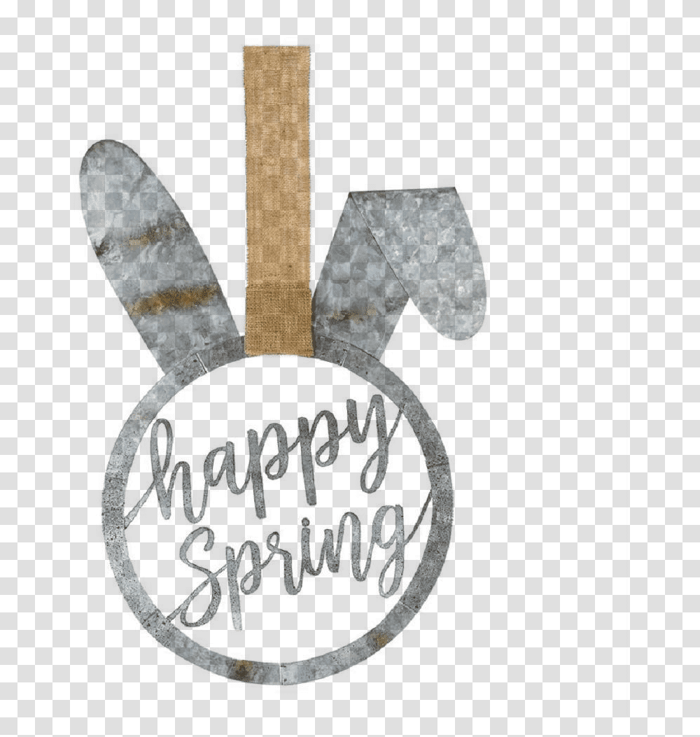 Metal Bunny Door Hanger Happy Spring Calligraphy, Alphabet, Logo Transparent Png