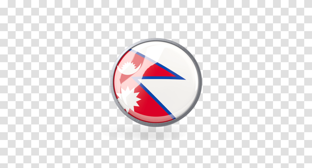 Metal Framed Round Icon Illustration Of Flag Of Nepal, Logo, Trademark, Emblem Transparent Png
