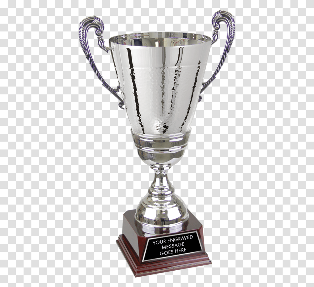 Metal Hammered Finish Silver Cup On Rosewood Piano Trophy, Glass, Goblet, Mixer, Appliance Transparent Png