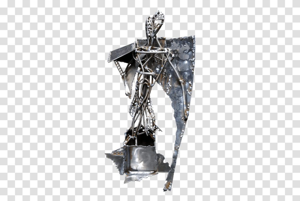Metal Iron Sculpture Oneiric Angel With Broken Wing Bronze Sculpture, Machine, Wheel, Rust, Robot Transparent Png