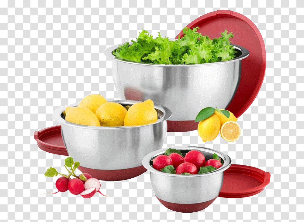 Metal Mixing Bowl Set With Lids, Plant, Food, Fruit, Strawberry Transparent Png